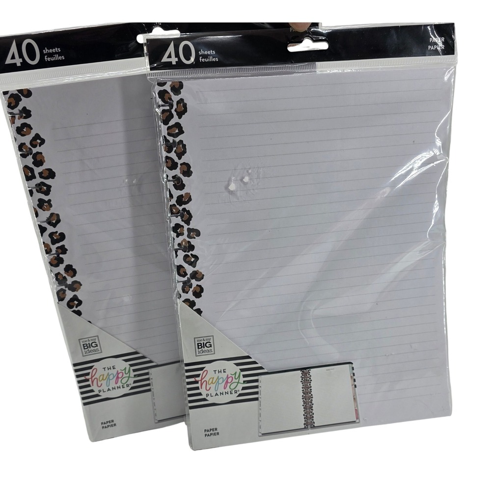 Lot 2 Happy Planner Wild Ideas Lined Classic Filler Paper 8.5 x 11 Leopard 80ct